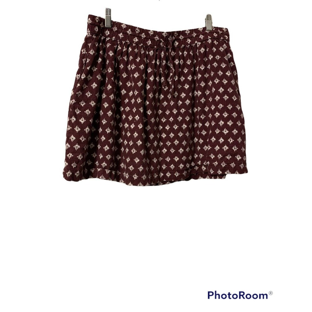 GAP Women’s Purple White Linen Elastic Waist Lined Pocket Skirt Size Large